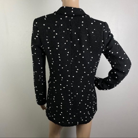 REBECCA TAYLOR BLACK BOUCLE DOT TWEED BLAZER - Picture 8 of 10